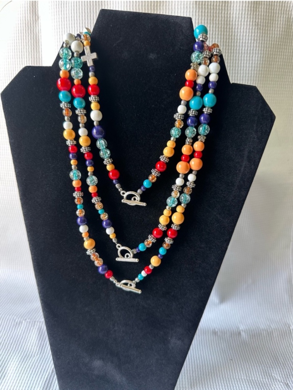 Multicolor Beaded Layered Toggle Necklace